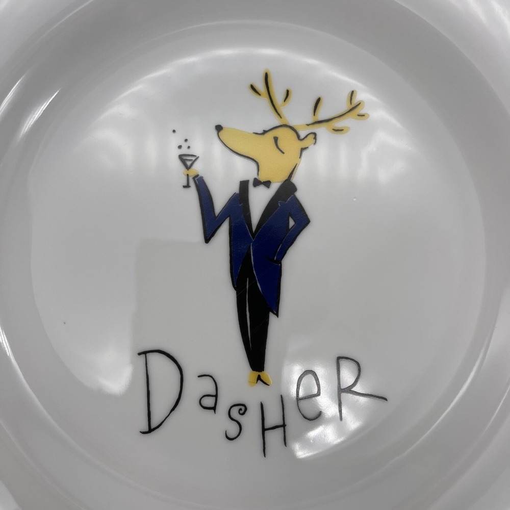 Retired Pottery Barn‎ Reindeer "Dasher" 8 3/8th" Salad Plate - Picture 2 of 2
